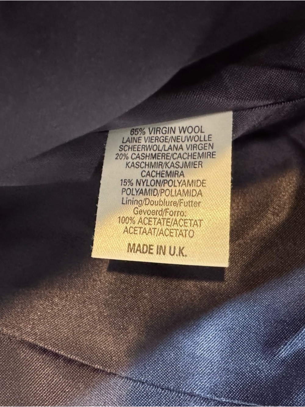 Vintage Mac Taggart Wool Cashmere Navy Blazer Gold Buttons Chanel Style Size 14 - Picture 8 of 10
